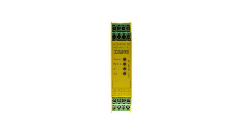 Dual-Channel Emergency Stop, Safety Switch/Interlock Safety Relay, 24V ac/dc, 3 Safety Contacts